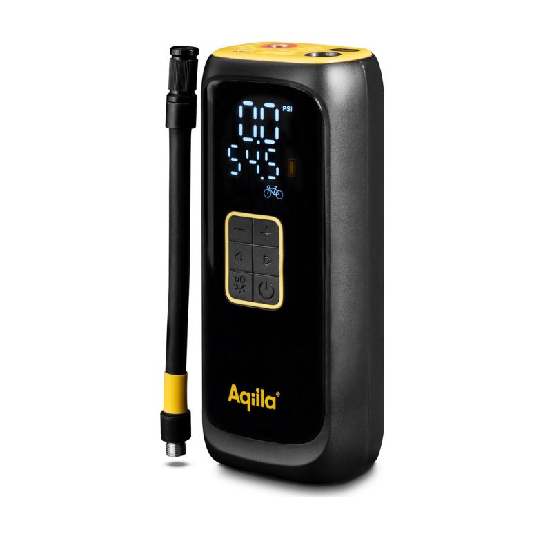 Aquila portable breathalyzer with a digital display and yellow-accent mouthpiece attachment