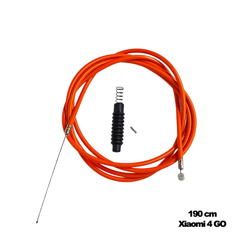 Orange 190 cm pull cable with black grip and metal inner wire, for Xiaomi 4 GO scooter/bike.